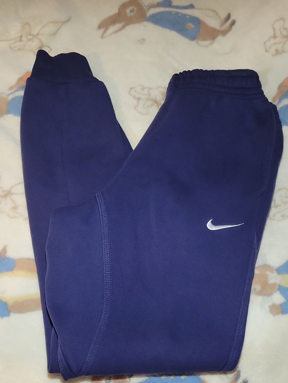 MEN Nike Blue Fleece Joggers with White Swoosh